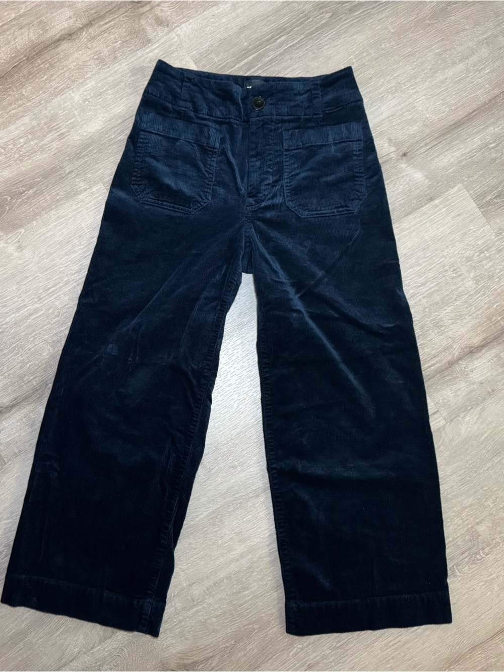 Anthropologie Maeve The Colette Corduroy Cropped Wide Leg Pants Navy Blue 25P